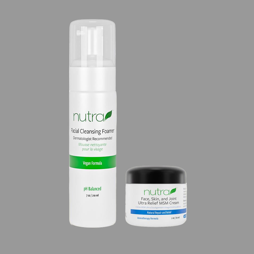 Face Skin & Joint Ultra Relief MSM Cream & Facial Cleansing Foamer 7oz Bundle