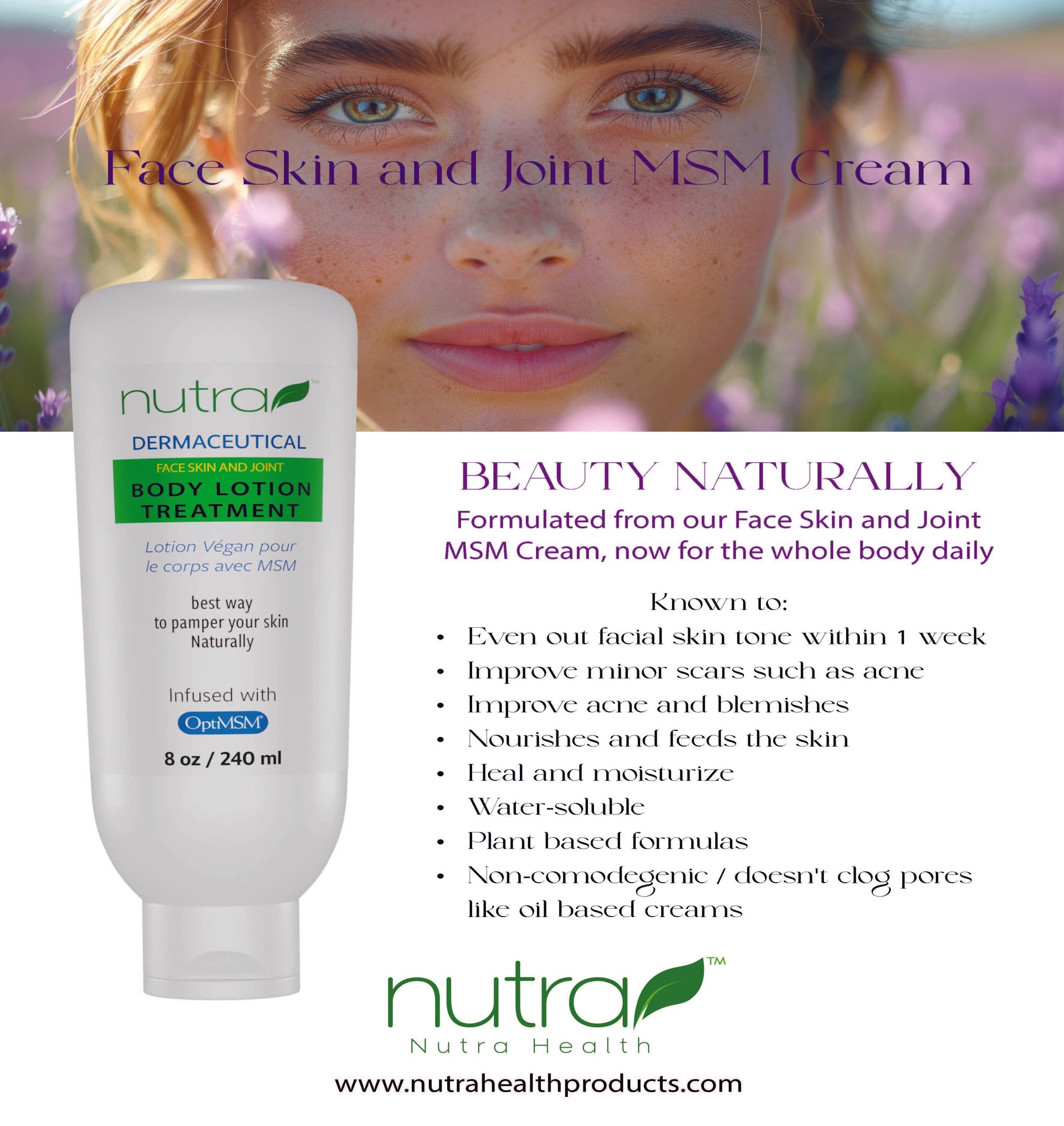Face Skin & Joint  MSM Cream Treatment Marketing Materials
