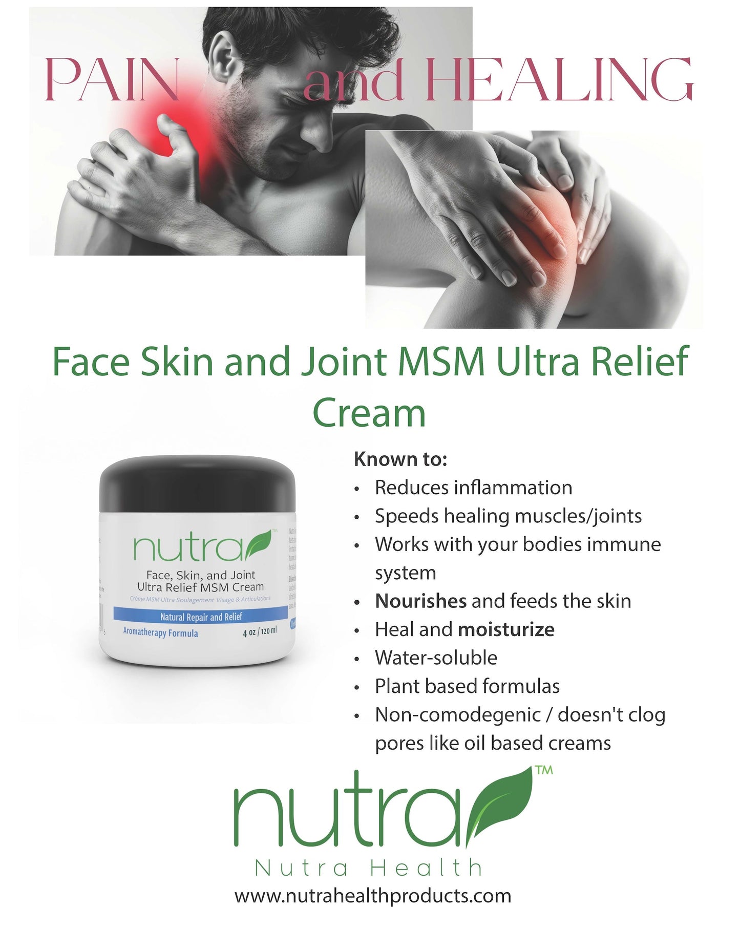 Face Skin & Joint MSM Ultra Relief Cream Marketing Materials