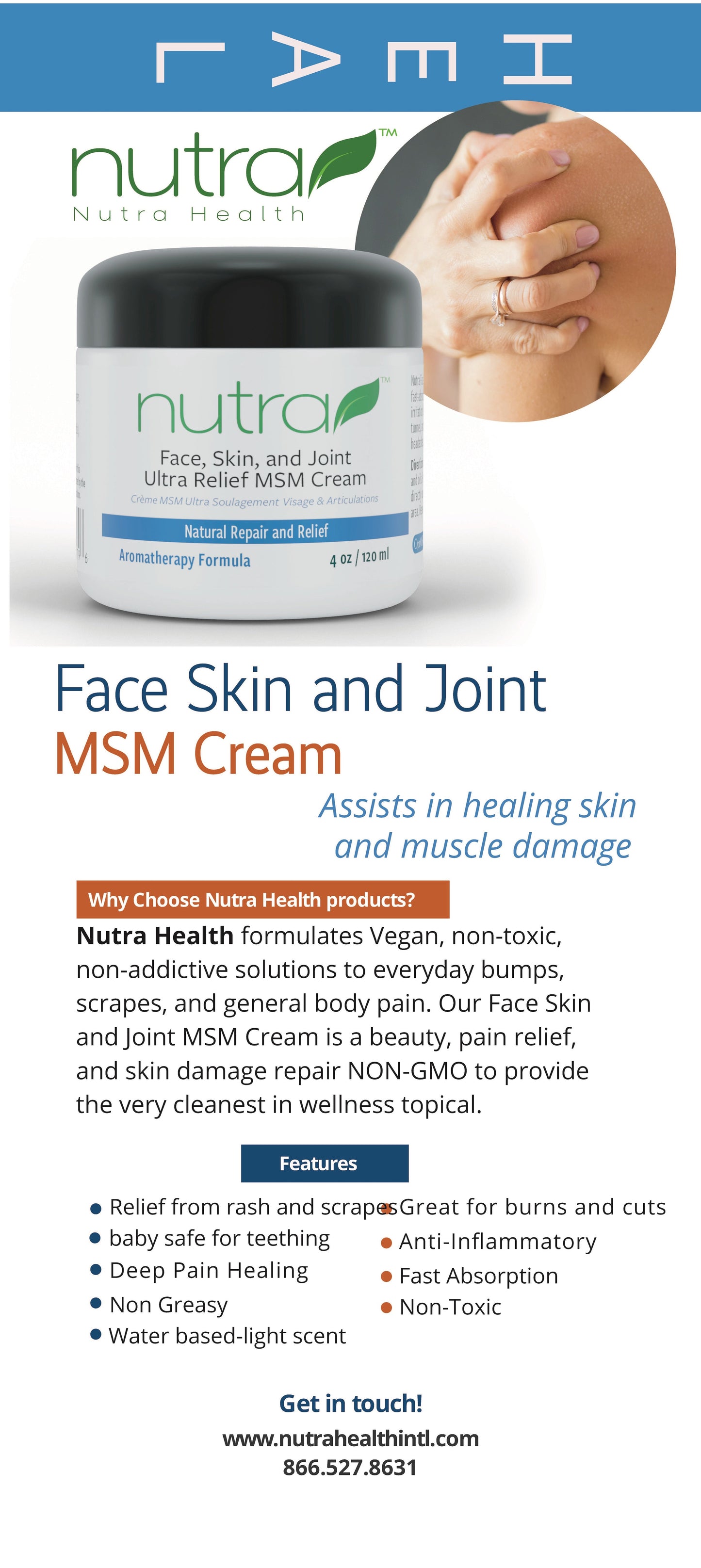 Face Skin & Joint MSM Ultra Relief Cream Marketing Materials