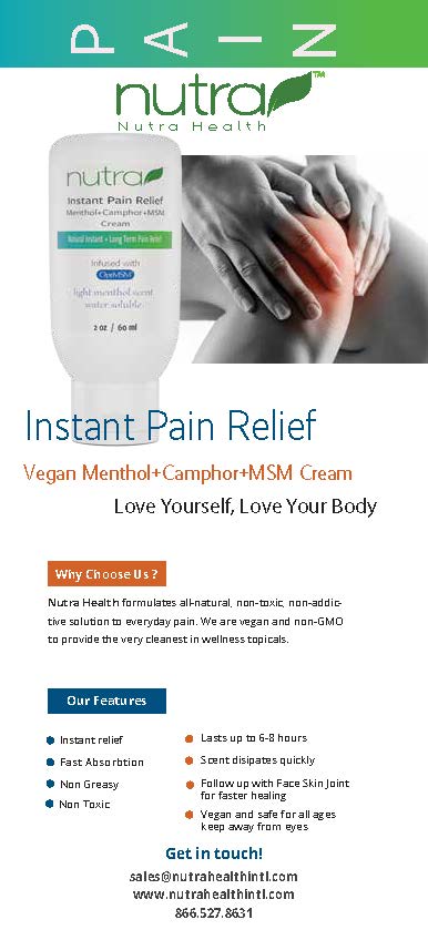 Instant Pain Relief MSM Cream Marketing Materials