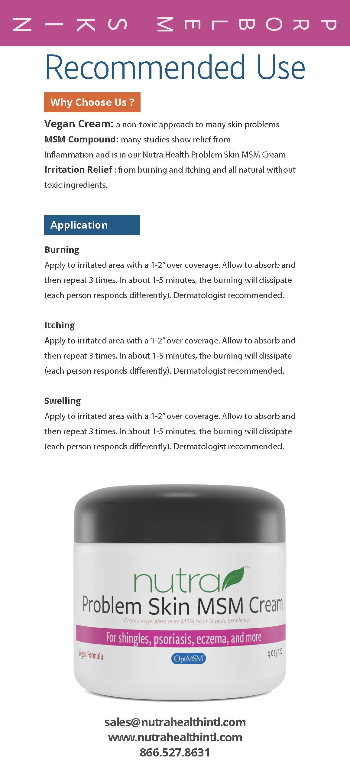 Problem Skin MSM Cream Marketing Materials